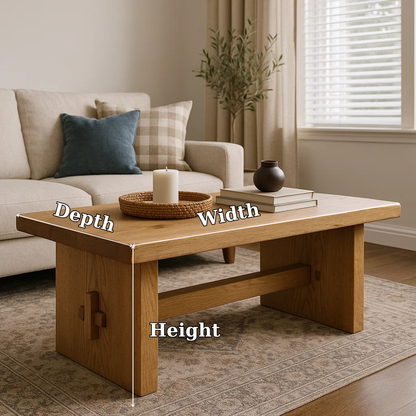Handcrafted Solid Wood Coffee Table – Rustic Minimalist Design with Mortise Joinery Detail