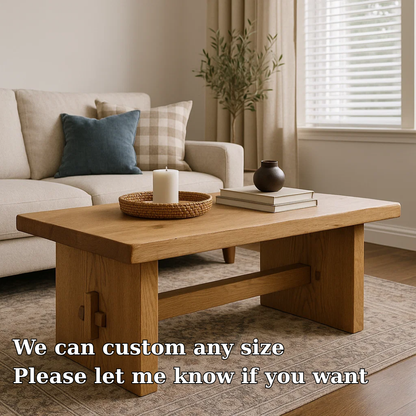Handcrafted Solid Wood Coffee Table – Rustic Minimalist Design with Mortise Joinery Detail