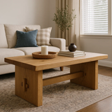 Handcrafted Solid Wood Coffee Table – Rustic Minimalist Design with Mortise Joinery Detail