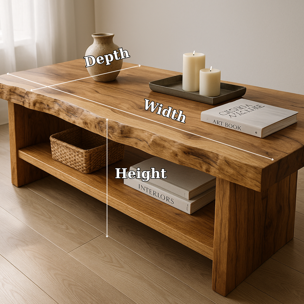 Handcrafted Solid Wood Coffee Table with Live Edge – Natural Rustic Centerpiece for Living Room