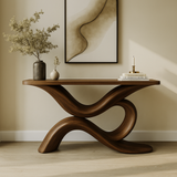 Handcrafted Solid Wood Console Table – Sculptural Modern Design for Entryway or Living Room