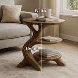 Handcrafted Solid Wood End Table – Three-Tier Sculptural Design for Modern Living Spaces
