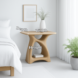 Handcrafted Solid Wood Nightstand – Modern Sculptural Bedside Table with Open Shelf