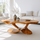 Handcrafted Solid Wood Coffee Table – Organic Sculpted Freeform Living Room Centerpiece