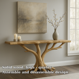 Handcrafted Solid Wood Console Table – Dual Tree Root Design for Modern Organic Interiors