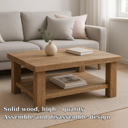 Handcrafted Solid Wood Coffee Table – Rustic Farmhouse Design with Timeless Character