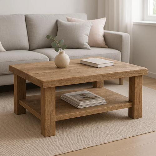 Handcrafted Solid Wood Coffee Table – Rustic Farmhouse Design with Timeless Character
