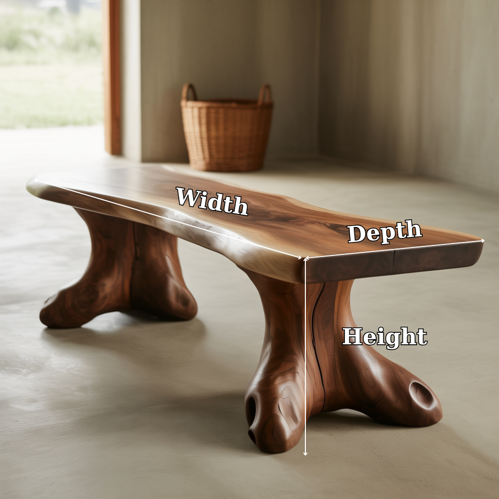 Handcrafted Solid Wood Entryway Bench – Organic Natural Design for Modern Interior Spaces