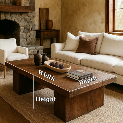 Handcrafted Solid Wood Coffee Table – Rustic Minimalist Centerpiece for Warm Living Spaces
