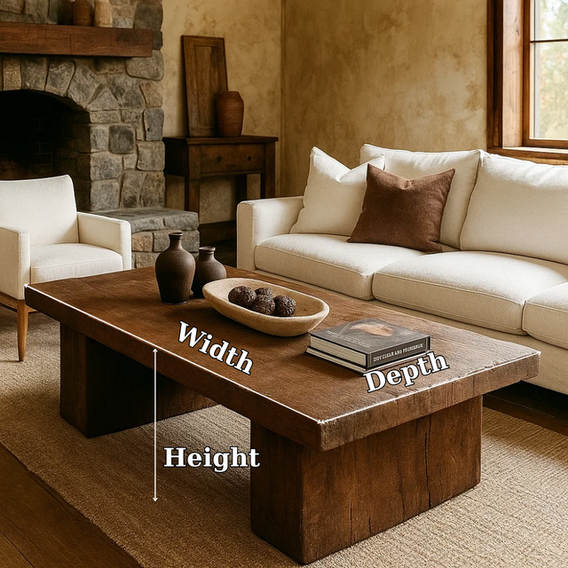 Handcrafted Solid Wood Coffee Table – Rustic Minimalist Centerpiece for Warm Living Spaces