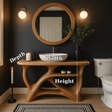 Handcrafted Solid Wood Bathroom Vanity with Modern Organic Design – Natural Sculptural Style