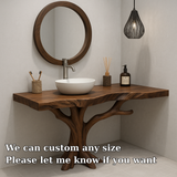 Handcrafted Solid Wood Bathroom Vanity – Organic Tree Branch Base with Vessel Sink Design