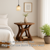 Handcrafted Solid Wood Nightstand – Modern Sculptural Bedside Table with Open Storage