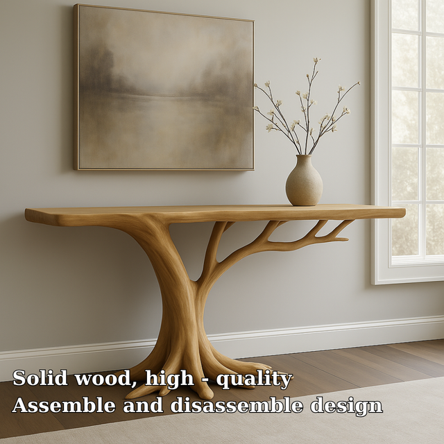 Handcrafted Solid Wood Console Table – Organic Tree Form Design for Modern Interiors