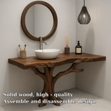 Handcrafted Solid Wood Bathroom Vanity – Organic Tree Branch Base with Vessel Sink Design