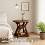 Handcrafted Solid Wood Nightstand – Modern Sculptural Bedside Table with Open Storage