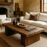 Handcrafted Solid Wood Coffee Table – Rustic Minimalist Centerpiece for Warm Living Spaces