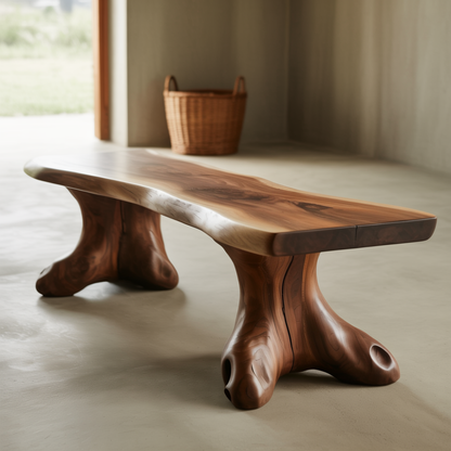 Handcrafted Solid Wood Entryway Bench – Organic Natural Design for Modern Interior Spaces