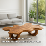 Handcrafted Solid Wood Coffee Table – Organic Sculptural Wave Design