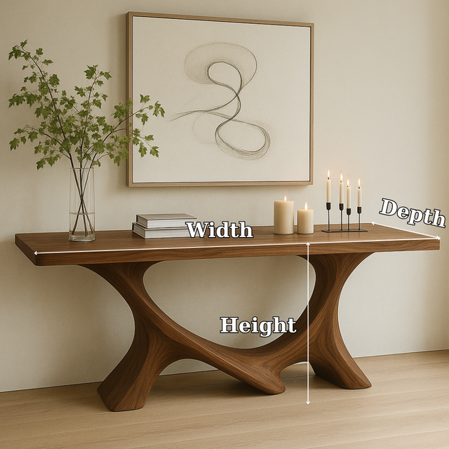 Handcrafted Solid Wood Console Table with Sculptural Base – Modern Organic Home Decor