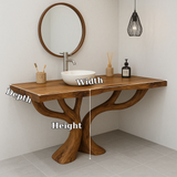 Handcrafted Solid Wood Bathroom Vanity – Sculptural Double Branch Base, Organic Modern Design