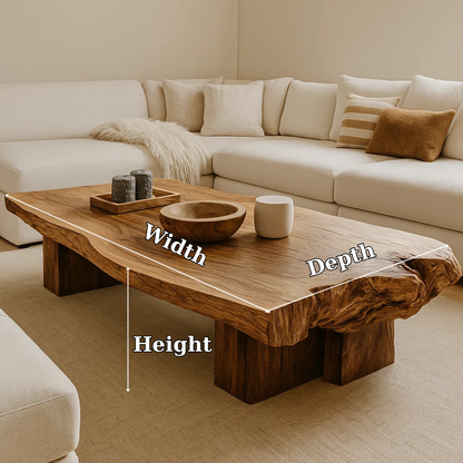 Handcrafted Solid Wood Coffee Table – Live Edge Organic Design for Modern Natural Interiors