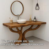 Handcrafted Solid Wood Bathroom Vanity – Sculptural Double Branch Base, Organic Modern Design