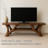 Handcrafted Solid Wood TV Stand – Modern Organic Design with Smooth Sculptural Curves