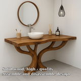 Handcrafted Solid Wood Bathroom Vanity – Sculptural Double Branch Base, Organic Modern Design
