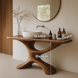Handcrafted Solid Wood Bathroom Vanity with Sculptural Base – Modern Organic Sink Table