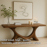 Handcrafted Solid Wood Console Table with Sculptural Base – Modern Organic Home Decor
