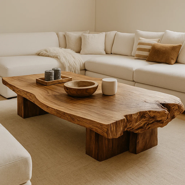 Handcrafted Solid Wood Coffee Table – Live Edge Organic Design for Modern Natural Interiors