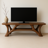 Handcrafted Solid Wood TV Stand – Modern Organic Design with Smooth Sculptural Curves