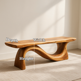 Handcrafted Solid Wood Bench – Sculptural Organic Design with Natural Flowing Curves