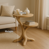 Handcrafted Solid Wood End Table – Two-Tier Light Oak Organic Design for Modern Living Rooms