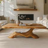 Handcrafted Solid Wood Coffee Table – Modern Sculptural Design with Organic Smooth Flow