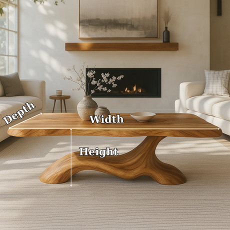 Handcrafted Solid Wood Coffee Table – Modern Sculptural Design with Organic Smooth Flow