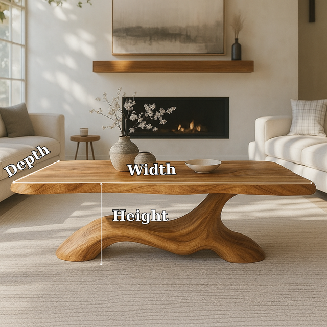 Handcrafted Solid Wood Coffee Table – Modern Sculptural Design with Organic Smooth Flow