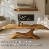 Handcrafted Solid Wood Coffee Table – Modern Sculptural Design with Organic Smooth Flow