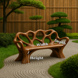 Handcrafted Solid Wood Bench with Backrest – Artistic Organic Design for Garden or Patio