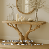 Handcrafted Solid Wood Console Table – Light Oak Organic Tree Branch Design for Modern Homes