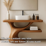 Handcrafted Solid Wood Bathroom Vanity with Curved Organic Base – Modern Minimalist Design