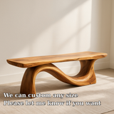 Handcrafted Solid Wood Bench – Sculptural Organic Design with Natural Flowing Curves