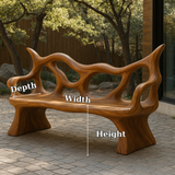 Handcrafted Solid Wood Bench with Backrest – Organic Sculptural Design for Modern Interiors