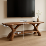 Handcrafted Solid Wood TV Stand – Sculptural Organic Design with Smooth Natural Finish