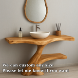 Handcrafted Solid Wood Bathroom Vanity – Organic Modern Design with Natural Live Edge