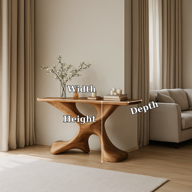 Handcrafted Solid Wood Console Table – Modern Sculptural X-Form Design for Contemporary Homes