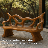 Handcrafted Solid Wood Bench with Backrest – Organic Sculptural Design for Modern Interiors