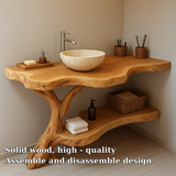 Handcrafted Solid Wood Bathroom Vanity – Organic Live Edge Design with Natural Tree Form