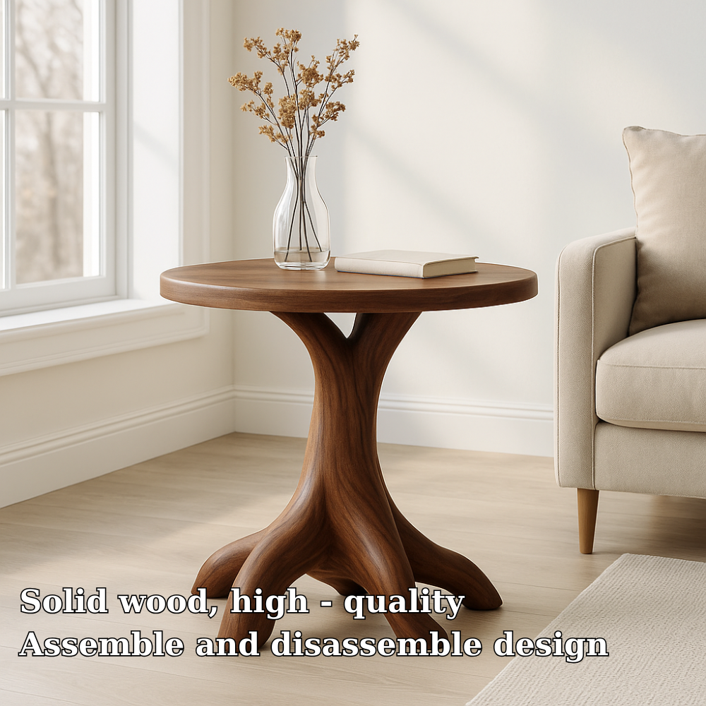 Handcrafted Solid Wood End Table – Organic Root Base Design for Modern Living Spaces